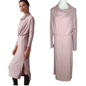 Anthropologie Daily Practice Arabella Drapey Midi Dress Size Large Pink Rose